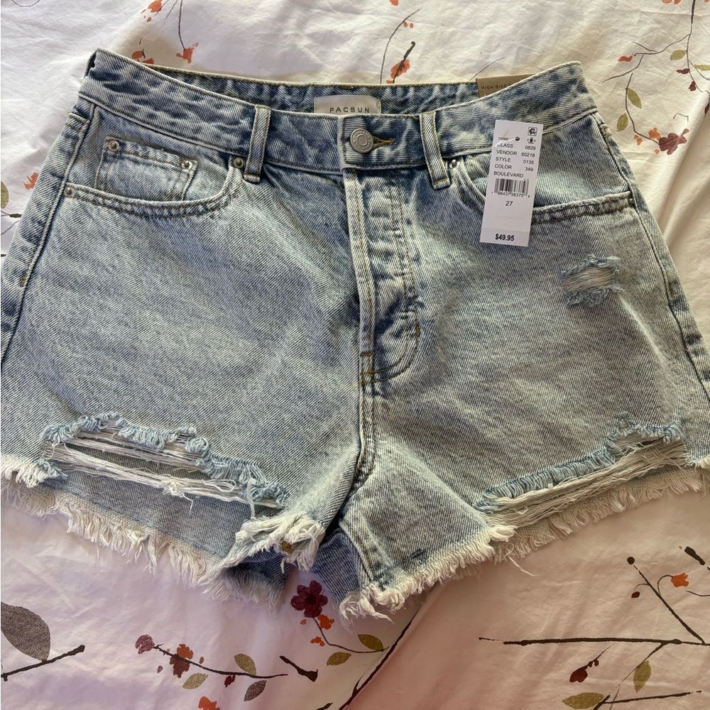 SOLD PacSun Blue Distressed Jean Shorts Relaxed Fit